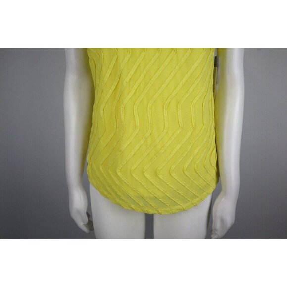 WOMEN'S YELLOW STRETCH SHEER SHORT SLEEVE TOP - REBECCA MALONE - SIZE S - Picture 5 of 10